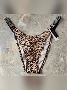 L XL Victoria's Secret Shine Strap Brazilian Bikini Bottom